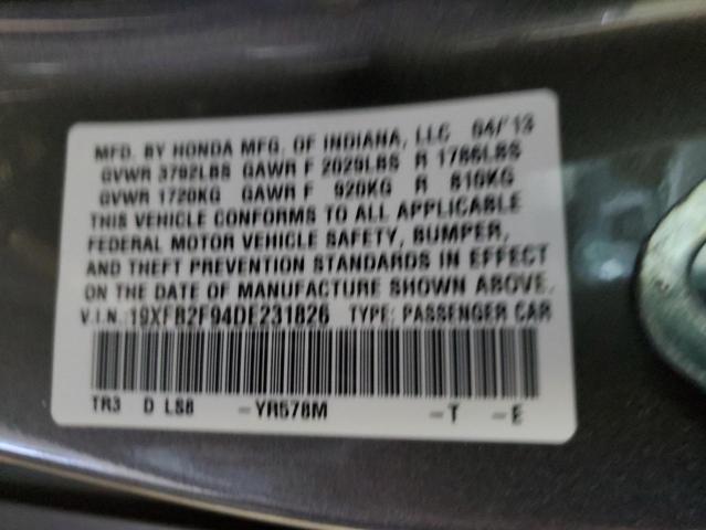 19XFB2F94DE231826 - 2013 HONDA CIVIC EXL Grafit foto 13