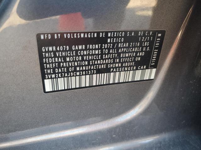3VW2K7AJ9CM361373 - 2012 VOLKSWAGEN JETTA BASE 灰色 照片 12