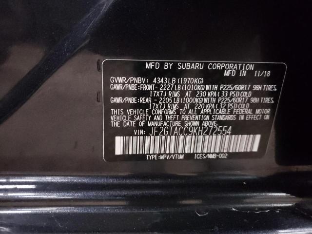 JF2GTACC9KH272554 - 2019 SUBARU CROSSTREK CHARCOAL photo 13