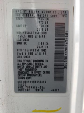 3N63M0YN9HK694884 - 2017 CHEVROLET CITY EXPRE Ақ фото 13