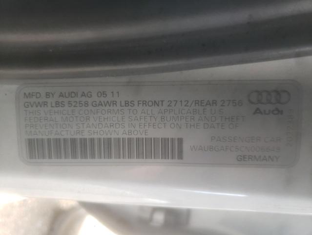 WAUBGAFC5CN006649 - 2012 AUDI A6 SILVER photo 13