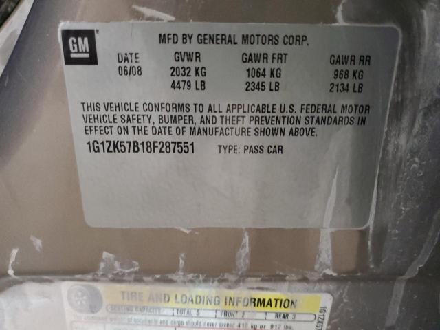 1G1ZK57B18F287551 - 2008 CHEVROLET MALIBU LTZ ოქროსფერი ფოტო 12