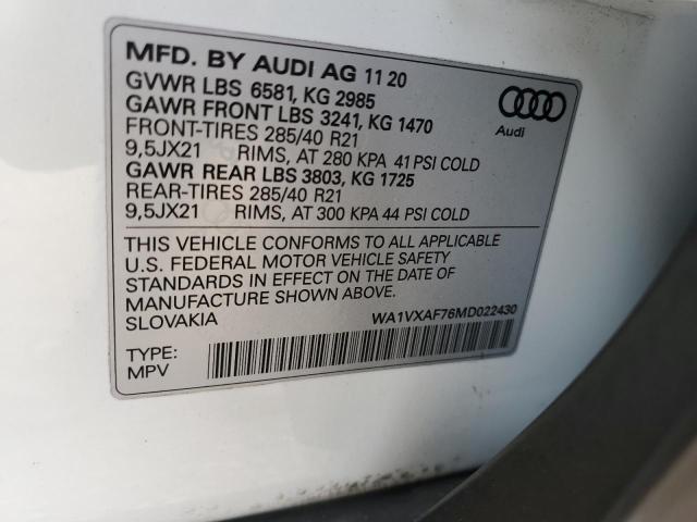 WA1VXAF76MD022430 - 2021 AUDI Q7 PRESTIG WHITE photo 13