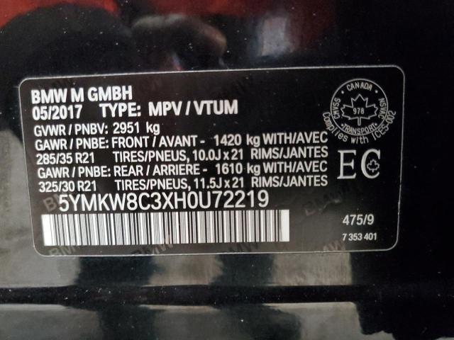 5YMKW8C3XH0U72219 - 2017 BMW X6 M BLACK photo 13