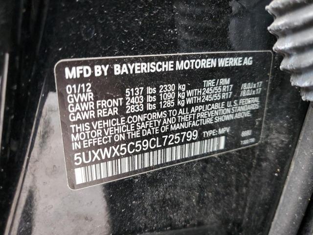 5UXWX5C59CL725799 - 2012 BMW X3 XDRIVE2 BLACK photo 13