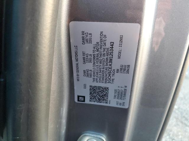 1GCHSCEA3M1253443 - 2021 CHEVROLET COLORADO L GRAY photo 12
