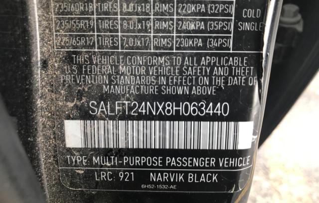 SALFT24NX8H063440 - 2008 LAND ROVER LR2 HSE TE BLACK photo 10