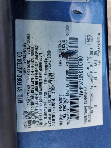 3FAHP07Z09R****** - 2009 FORD FUSION 4D BLUE photo 12