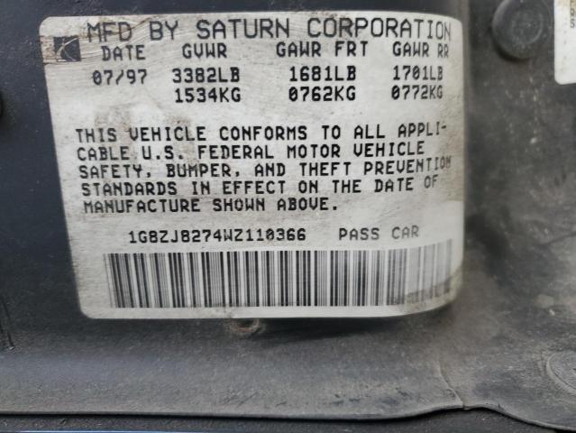 1G8ZJ8274WZ110366 - 1998 SATURN SW2 BLUE photo 12