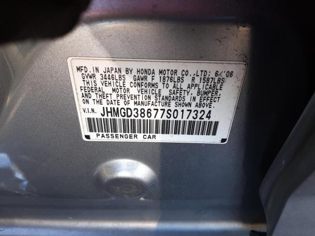 JHMGD38677S017324 - 2007 HONDA FIT S GRAY photo 12