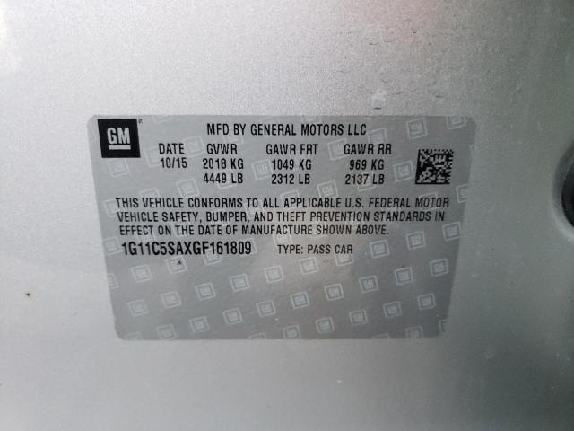 1G11C5SAXGF161809 - 2016 CHEVROLET MALIBU LIM ვერცხლისფერი ფოტო 12