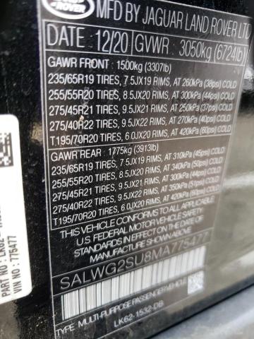 SALWG2SU8MA775477 - 2021 LAND ROVER RANGE ROVE BLACK photo 13