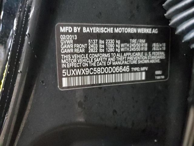 5UXWX9C58D0D06646 - 2013 BMW X3 XDRIVE2 BLACK photo 13