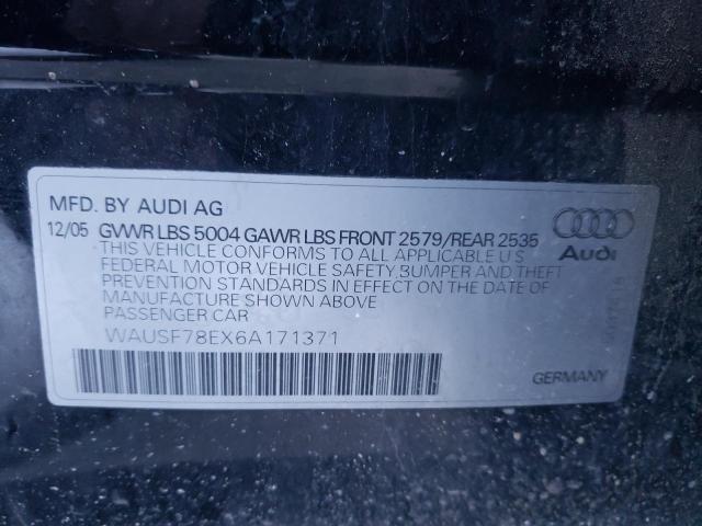 WAUSF78EX6A171371 - 2006 AUDI A4 S-LINE BLACK photo 12