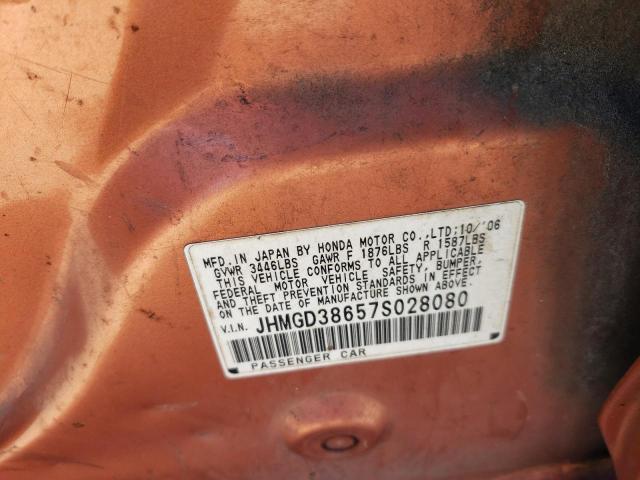 JHMGD38657S028080 - 2007 HONDA FIT S 橙色 照片 13