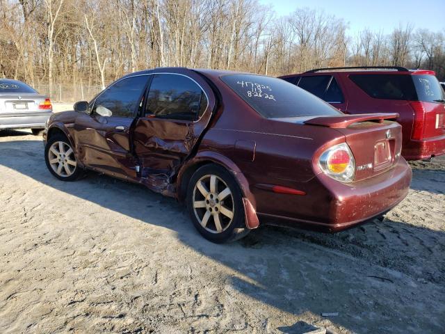 JN1DA31D22T426312 - 2002 NISSAN MAXIMA GLE BURGUNDY photo 2