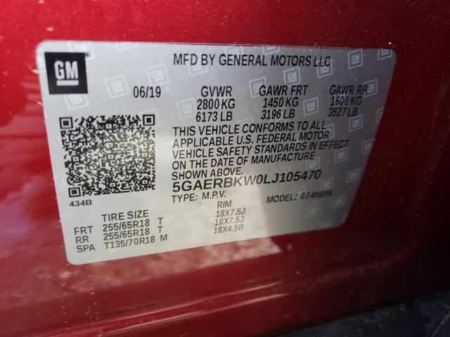 5GAERBKW0LJ105470 - 2020 BUICK ENCLAVE ES RED photo 13