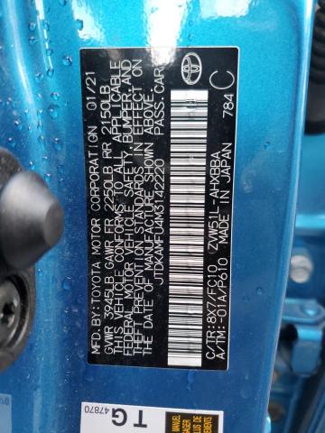 JTDKAMFU4M3142220 - 2021 TOYOTA PRIUS SPEC BLUE photo 12