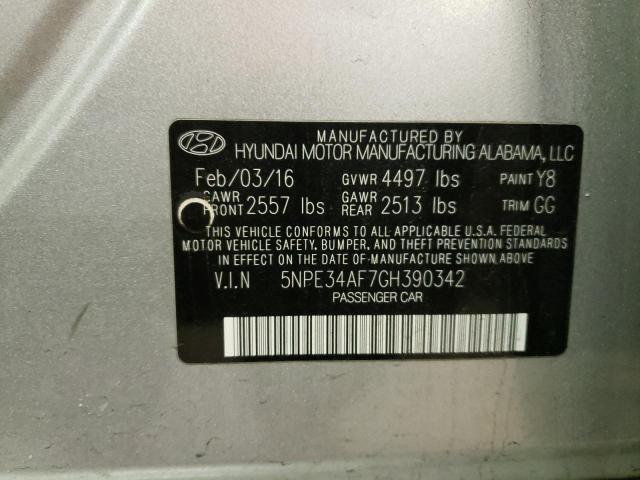 5NPE34AF7GH390342 - 2016 HYUNDAI SONATA SPO SILVER photo 13