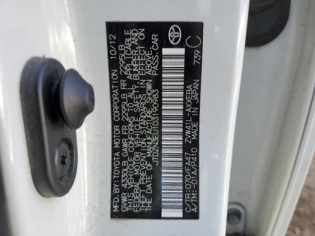 JTDZN3EU1D3190983 - 2013 TOYOTA PRIUS V WHITE photo 12