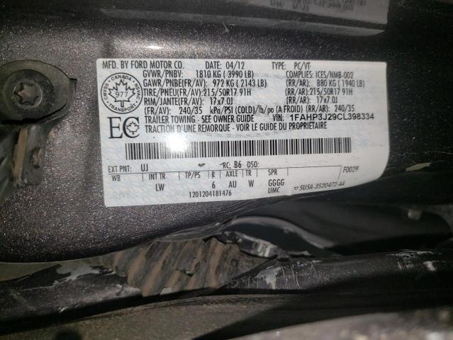 1FAHP3J29CL398334 - 2012 FORD FOCUS TITA GRAY photo 12