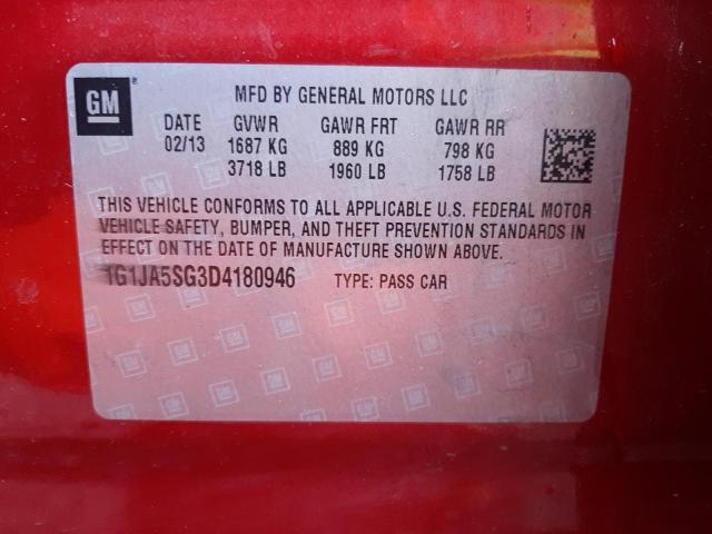 1G1JA5SG3D4180946 - 2013 CHEVROLET SONIC LS RED photo 12