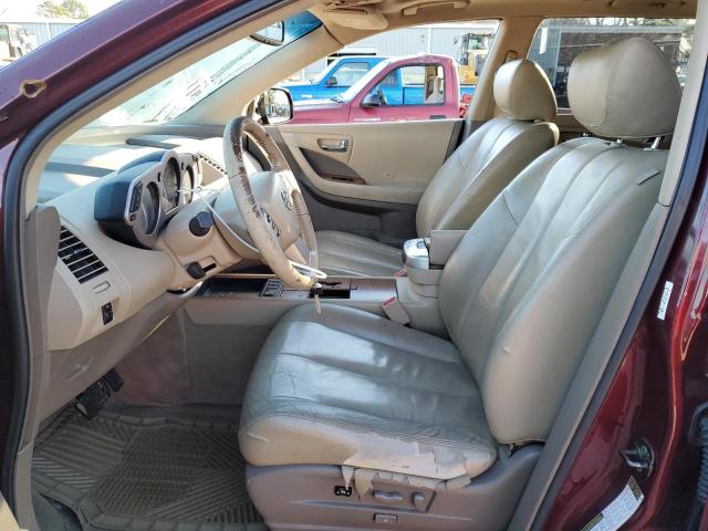 JN8AZ08W66W550428 - 2006 NISSAN MURANO SL BURGUNDY photo 7