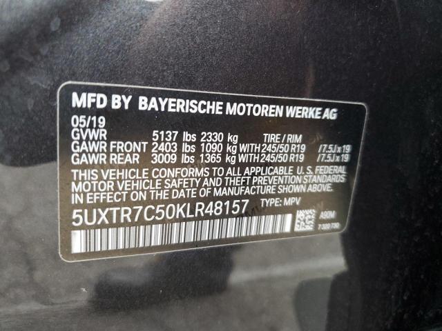 5UXTR7C50KLR48157 - 2019 BMW X3 SDRIVE3 CHARCOAL photo 13