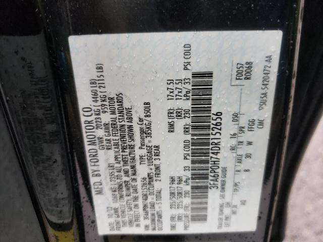 3FA6P0H74DR152656 - 2013 FORD FUSION BLACK photo 13