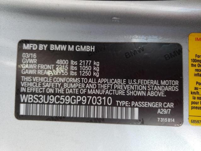 WBS3U9C59GP970310 - 2016 BMW M4 SILVER photo 12