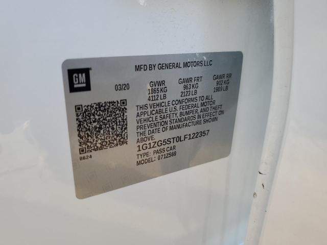 1G1ZG5ST0LF122357 - 2020 CHEVROLET MALIBU RS 白色 照片 12