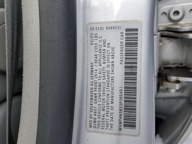 WVWTH63B23P385451 - 2003 VOLKSWAGEN PASSAT GLX Gümüş foto 12