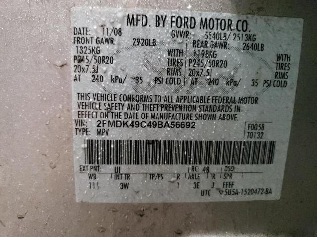 2FMDK49C49BA56692 - 2009 FORD EDGE LIMIT SILVER photo 13