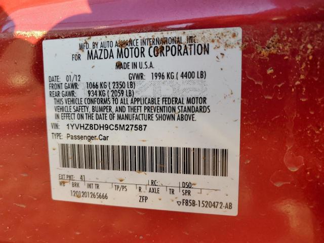 1YVHZ8DH9C5M27587 - 2012 MAZDA 6 I RED photo 12