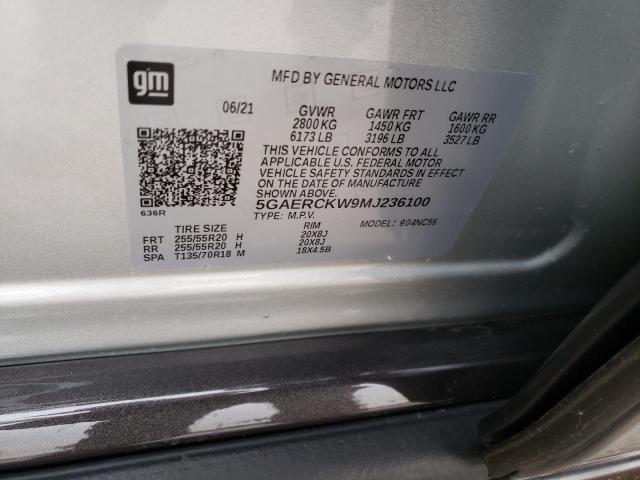 5GAERCKW9MJ236100 - 2021 BUICK ENCLAVE PR SILVER photo 13