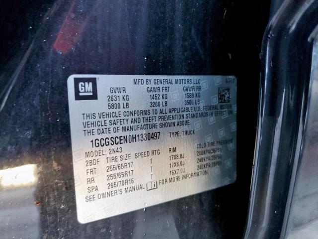 1GCGSCEN0H1330497 - 2017 CHEVROLET COLORADO L BLACK photo 10