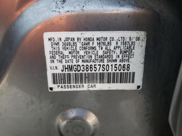 JHMGD38657S015068 - 2007 HONDA FIT S 银色 照片 12