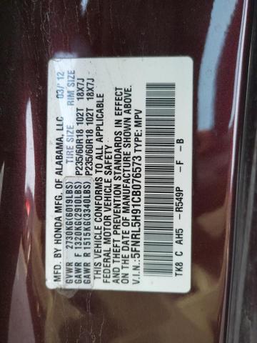 5FNRL5H91CB076573 - 2012 HONDA ODYSSEY TO MAROON photo 14