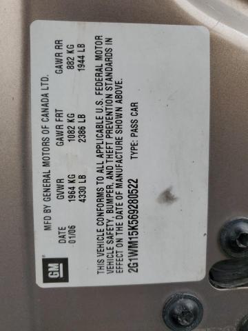 2G1WM15K569280522 - 2006 CHEVROLET MONTE CARL 棕色 照片 12