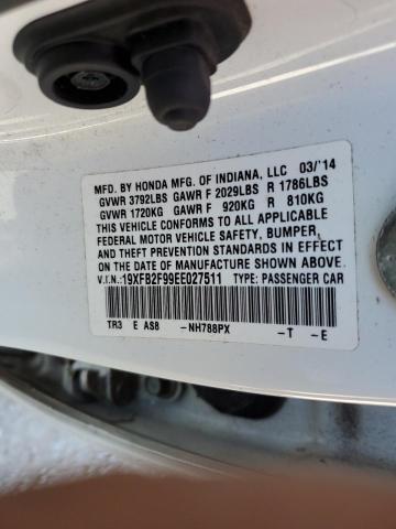 19XFB2F99EE027511 - 2014 HONDA CIVIC EXL 白色 照片 12
