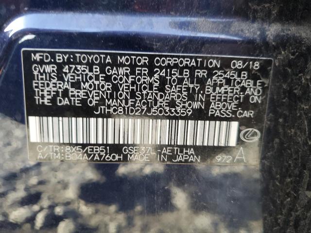 JTHC81D27J5033359 - 2018 LEXUS IS 300 BLUE photo 13