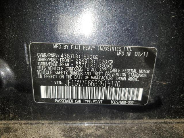 JF1GV7F66BG515170 - 2011 SUBARU IMPREZA WR CHARCOAL photo 12