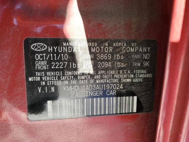 KMHDU4AD3AU197024 - 2010 HYUNDAI ELANTRA BL BURGUNDY photo 12