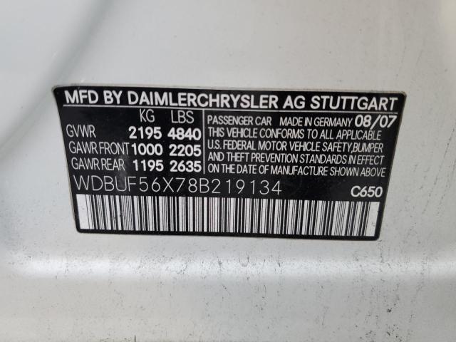 WDBUF56X78B219134 - 2008 MERCEDES-BENZ E 350 WHITE photo 12