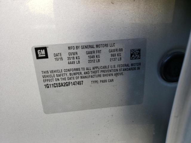 1G11C5SA2GF147497 - 2016 CHEVROLET MALIBU LIM 银色 照片 12