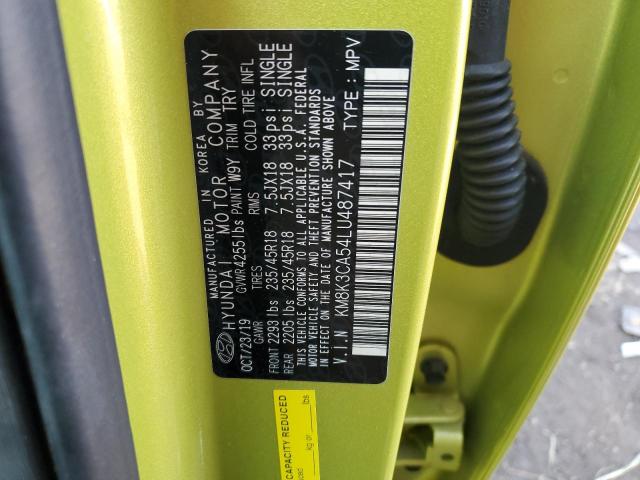 KM8K3CA54LU487417 - 2020 HYUNDAI KONA LIMIT GREEN photo 12