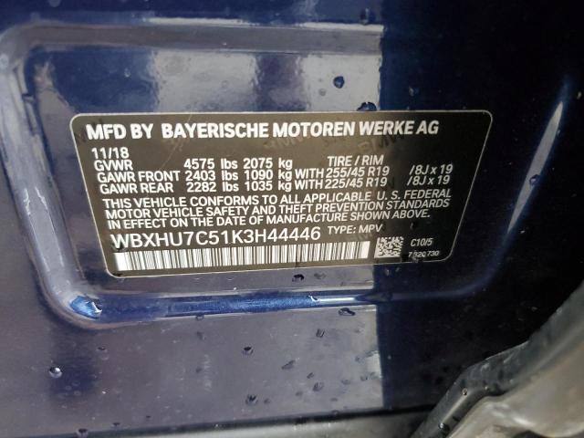 WBXHU7C51K3H44446 - 2019 BMW X1 SDRIVE2 Көк фото 13