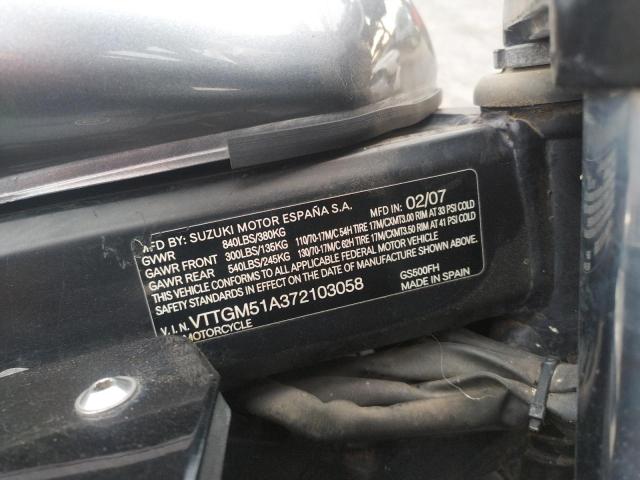 VTTGM51A372103058 - 2007 SUZUKI GS500 TWO TONE photo 10