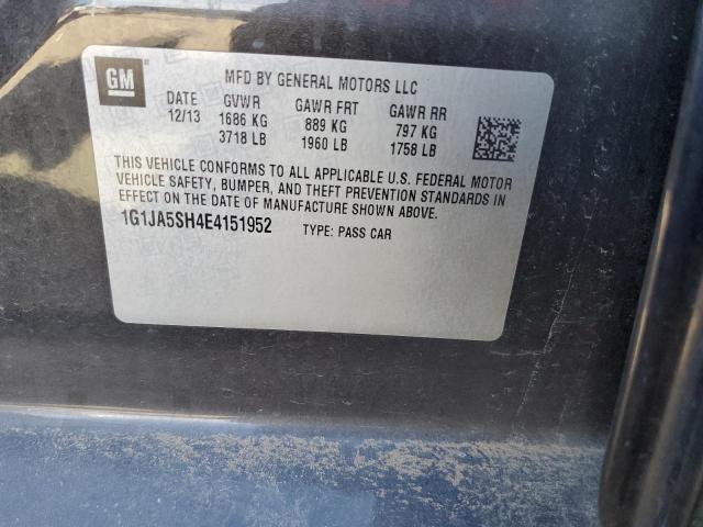 1G1JA5SH4E4151952 - 2014 CHEVROLET SONIC LS BLACK photo 12