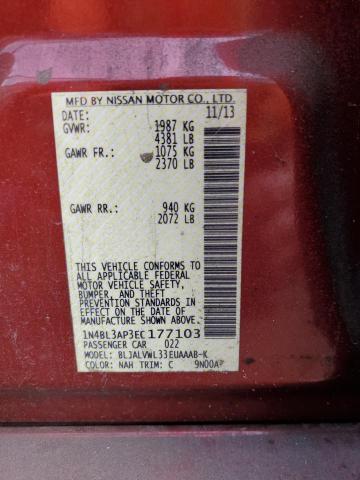 1N4BL3AP3EC177103 - 2014 NISSAN ALTIMA 3.5 RED photo 12